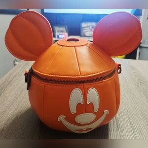 Loungefly Disney Mickey Mouse "Mick O Lantern" Crossbody Purse Glows in the dark